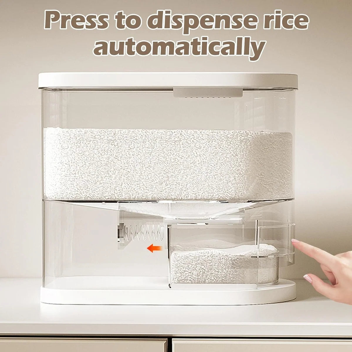 Rice Dispenser, 22-25 Lbs, Airtight Rice Container, Measuring Cup